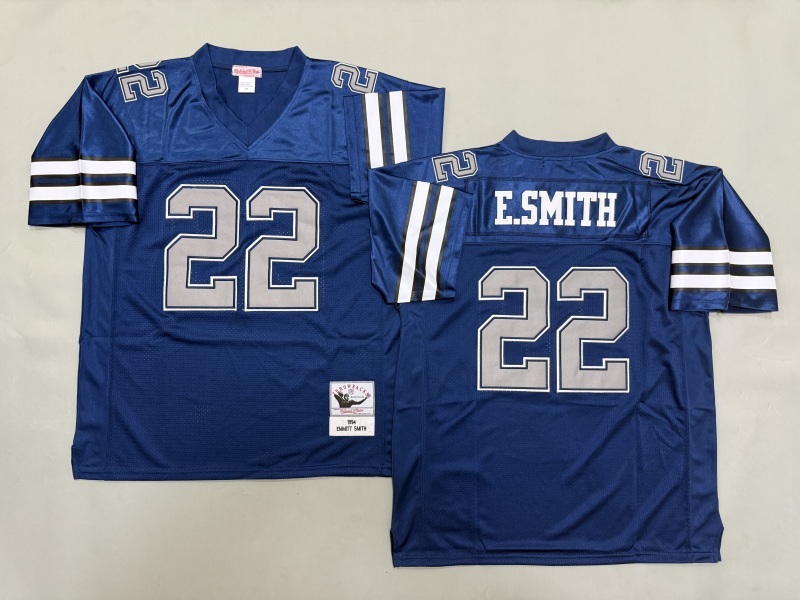 Men 2025 Nike Dallas Cowboys #22 E.Smith Blue Throwback Limited NFL Jersey 004->dallas cowboys->NFL Jersey